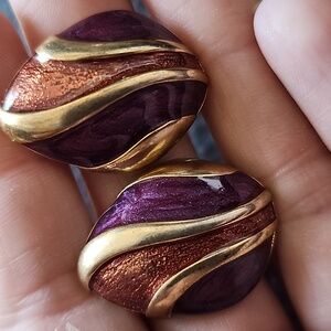 VTG Gold and Purple Clip Earrings